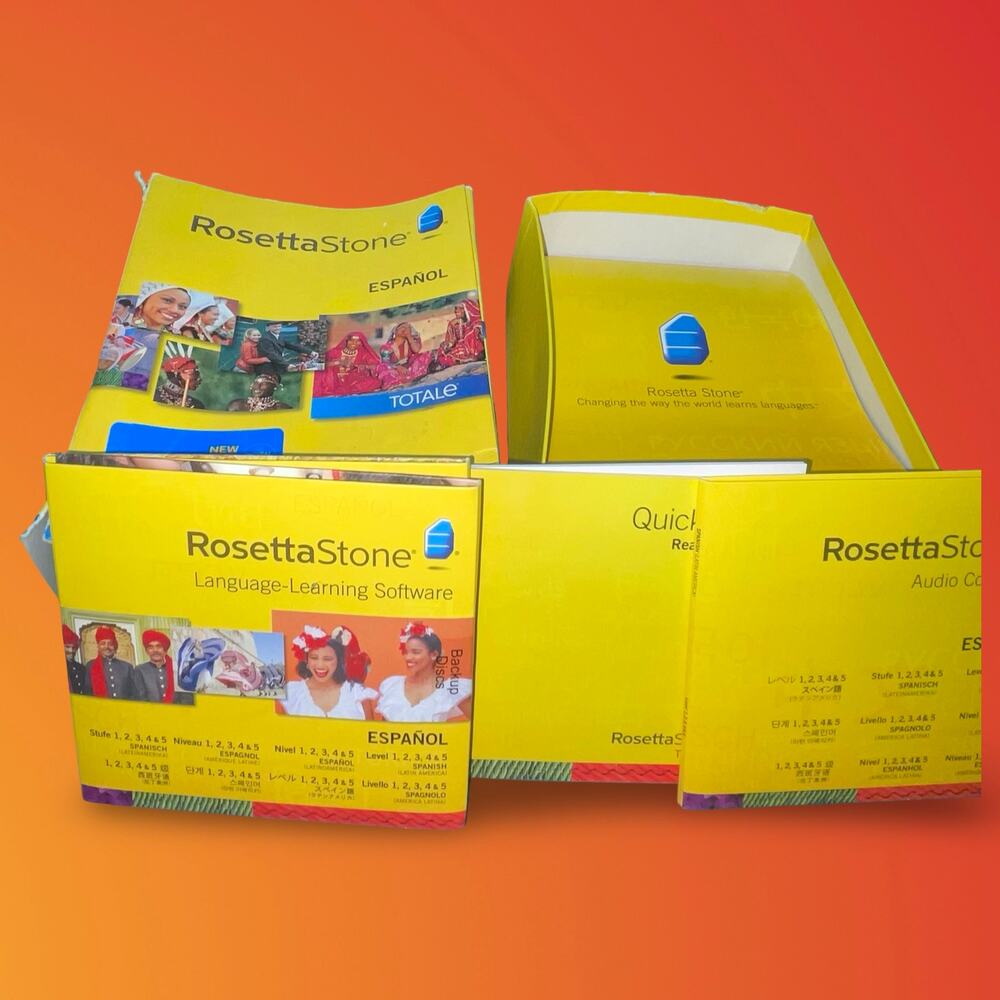 Rosetta Stone Spanish Level 1-5 Software PC Mac 10 Discs Audio Companion No Code